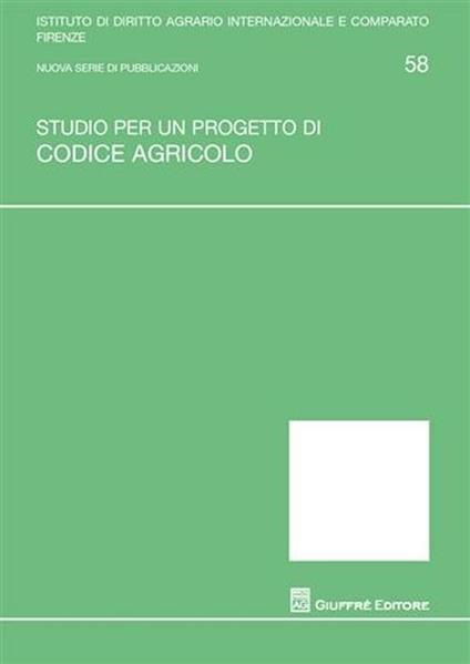 Studio per un progetto di codice agricolo - copertina