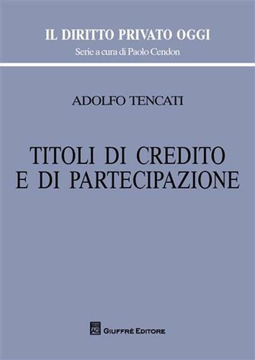 Titoli di credito e di partecipazione - Adolfo Tencati - copertina