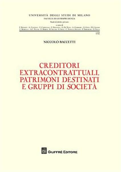 Creditori extracontrattuali, patrimoni destinati e gruppi di società - Niccolò Baccetti - copertina