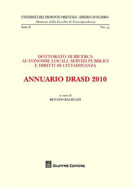 Annuario DRASD 2010. Dottorato di ricerca. Autonomie locali, servizi pubblici e diritti di cittadinanza - copertina