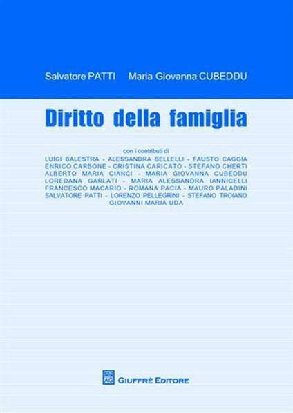 Diritto della famiglia - M. Giovanna Cubeddu,Salvatore Patti - copertina