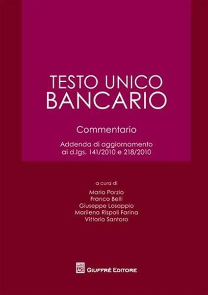 Testo unico bancario. Commentario - copertina