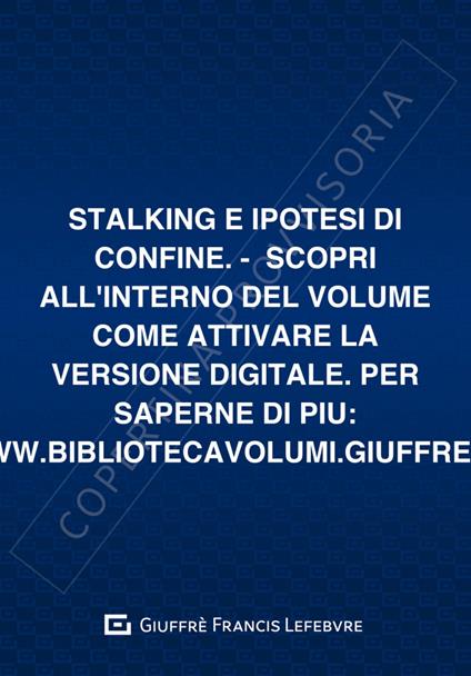 Stalking e ipotesi di confine - Giulio Berri - copertina