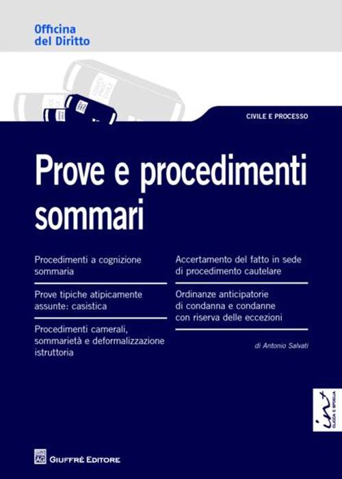 Prove e procedimenti sommari - Antonio Salvati - copertina