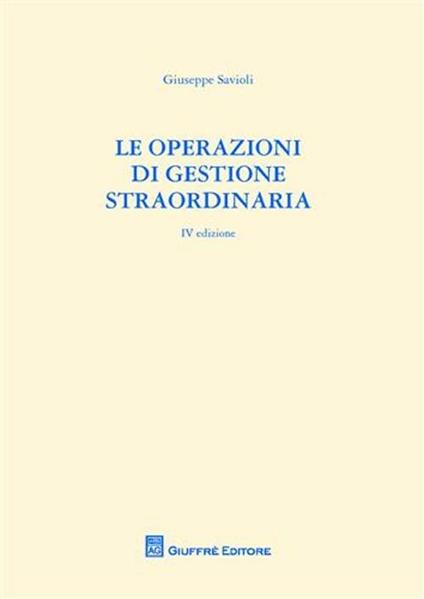 Le operazioni di gestione straordinaria - Giuseppe Savioli - copertina