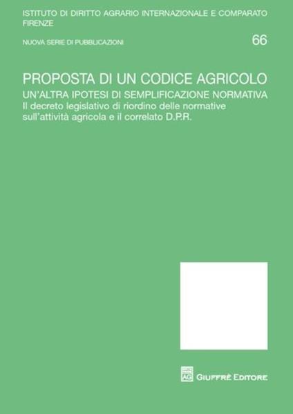 Proposta di un codice agricolo - copertina