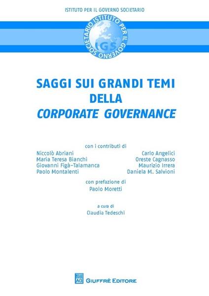 Saggi sui grandi temi della «corporate governance» - copertina
