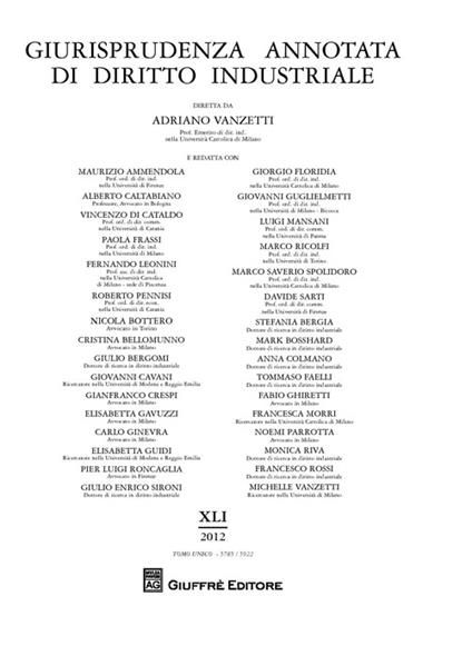 Giurisprudenza annotata di diritto industriale (2012) - copertina