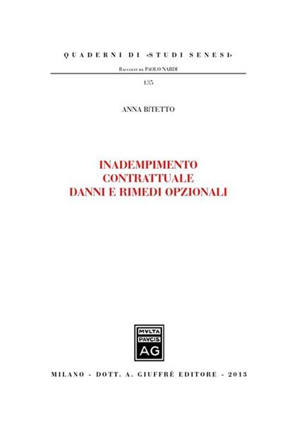 Inadempimento contrattuale danni e rimedi opzionali - copertina