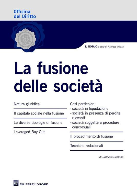 La fusione delle società  - Rossella Cardone - copertina