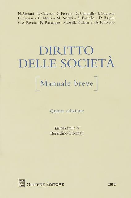 Diritto delle società. Manuale breve - copertina