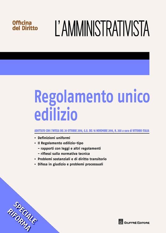 Regolamento unico edilizio - copertina