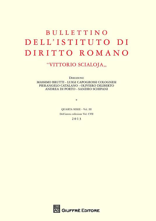 Bullettino dell'Istituto di diritto romano «Vittorio Scialoja». Vol. 3 - copertina