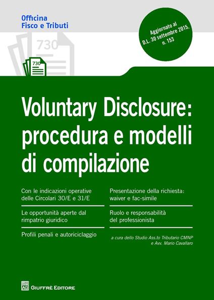 Voluntary disclosure. Procedura e modelli di compilazione - copertina