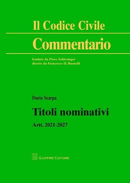 Titoli nominativi. Artt. 2021-2027 - Dario Scarpa - copertina