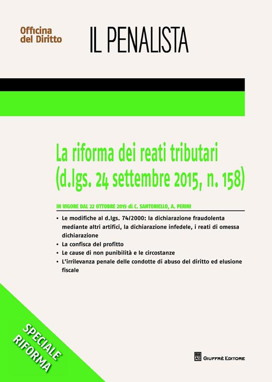 La riforma dei reati tributari - Andrea Perini,Ciro Santariello - copertina