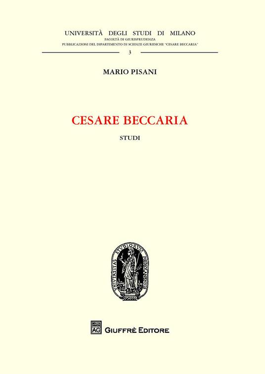 Cesare Beccaria. Studi - Mario Pisani - copertina