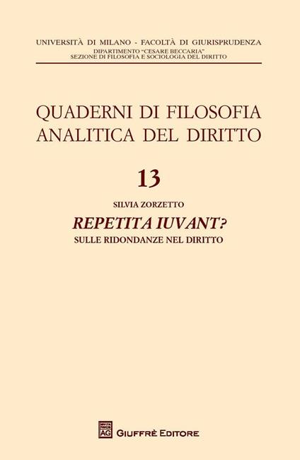 Repetita iuvant? Sulle ridondanze del diritto - Silvia Zorzetto - copertina