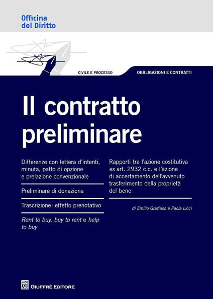 Il contratto preliminare - Emilio Graziuso,Paola Licci - copertina