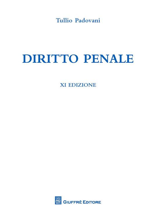 Diritto penale - Tullio Padovani - copertina