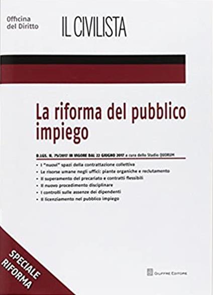 La riforma del pubblico impiego. Il D. Lgs. n. 75/2017 - copertina