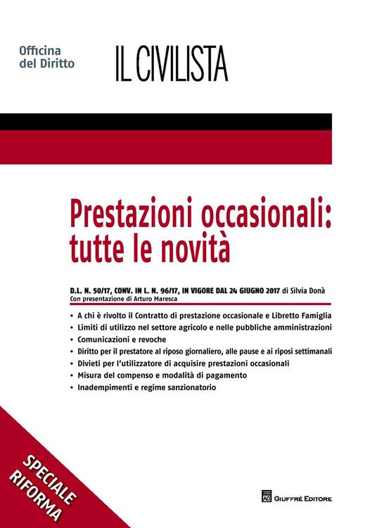 Prestazioni occasionali: tutte le novità - Silvia Donà - copertina