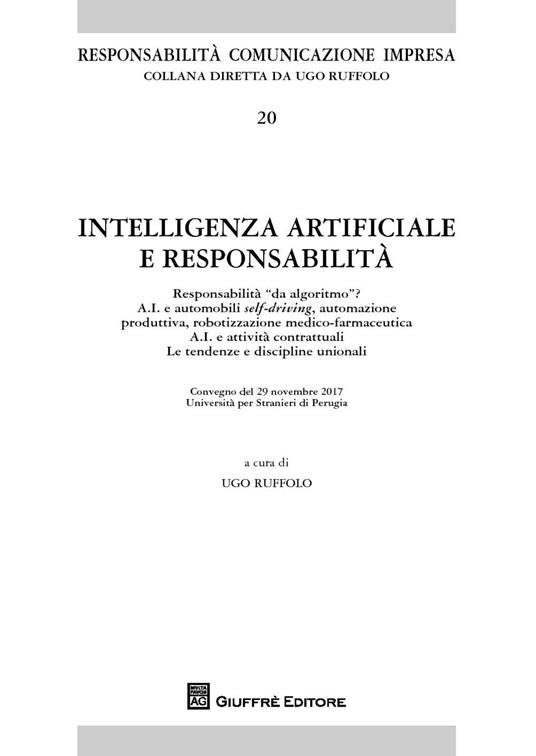 Intelligenza artificiale e responsabilità - copertina