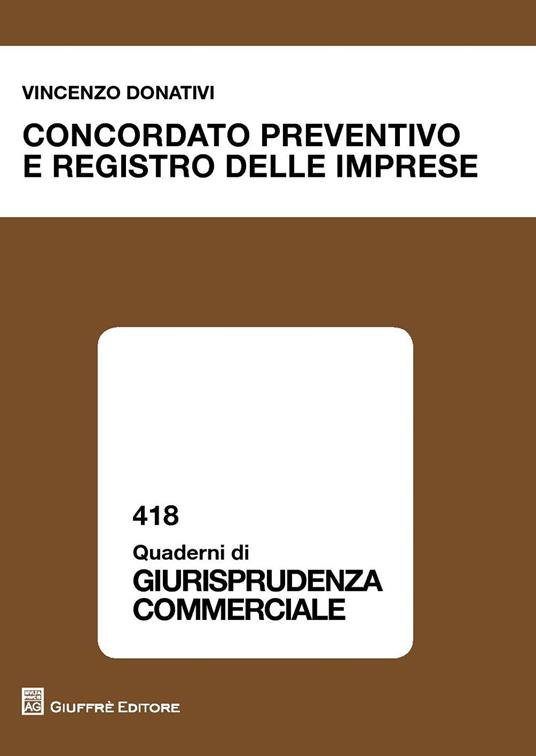Concordato preventivo e registro delle imprese - Vincenzo Donativi - copertina