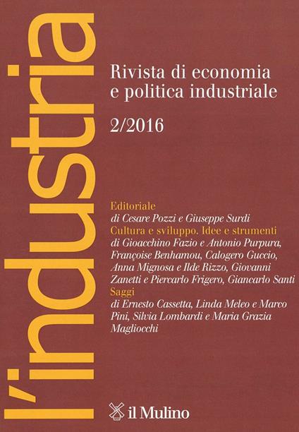 L' industria. Rivista di economia e politica industriale (2016). Vol. 2 - copertina