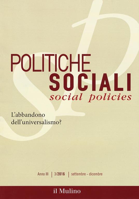 Politiche sociali (2016). Vol. 3: abbandono dell'universalismo?, L'. - copertina