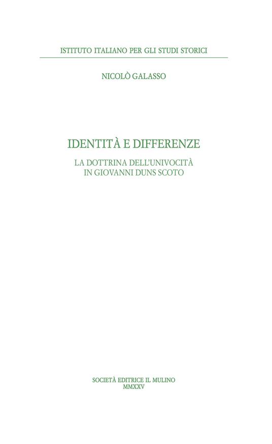 Identità e differenze. La dottrina dell'univocità di Giovanni Duns Scoto - Nicolò Galasso - copertina