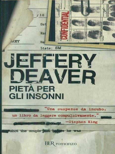 Pietà per gli insonni - Jeffery Deaver - copertina
