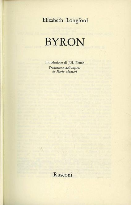 Byron - Elizabeth Longford - copertina