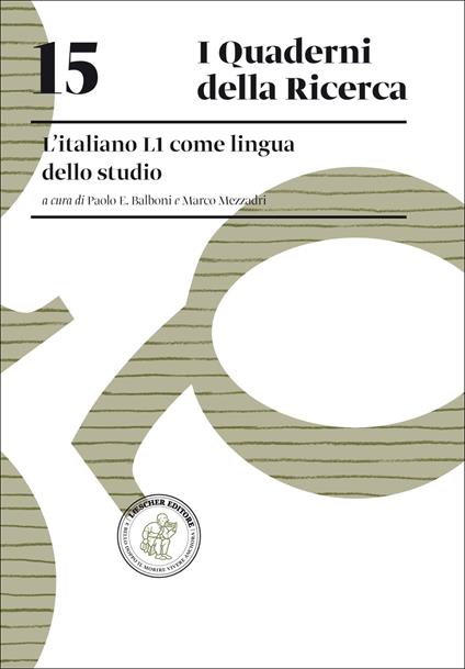 L'italiano L1 come lingua dello studio - copertina