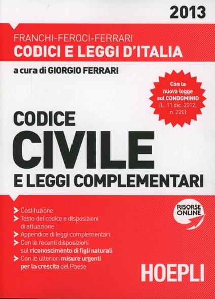 Codice civile e leggi complementari 2013 - copertina