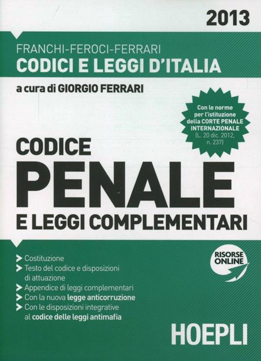 Codice penale e leggi complementari 2013 - copertina