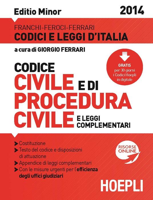Codice civile e di procedura civile 2014. Ediz. minore - copertina