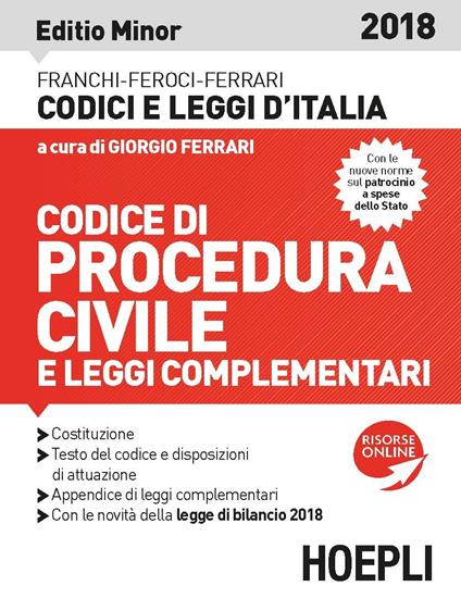 Codice di procedura civile 2018. Ediz. minore - Luigi Franchi,Virgilio Feroci,Santo Ferrari - copertina