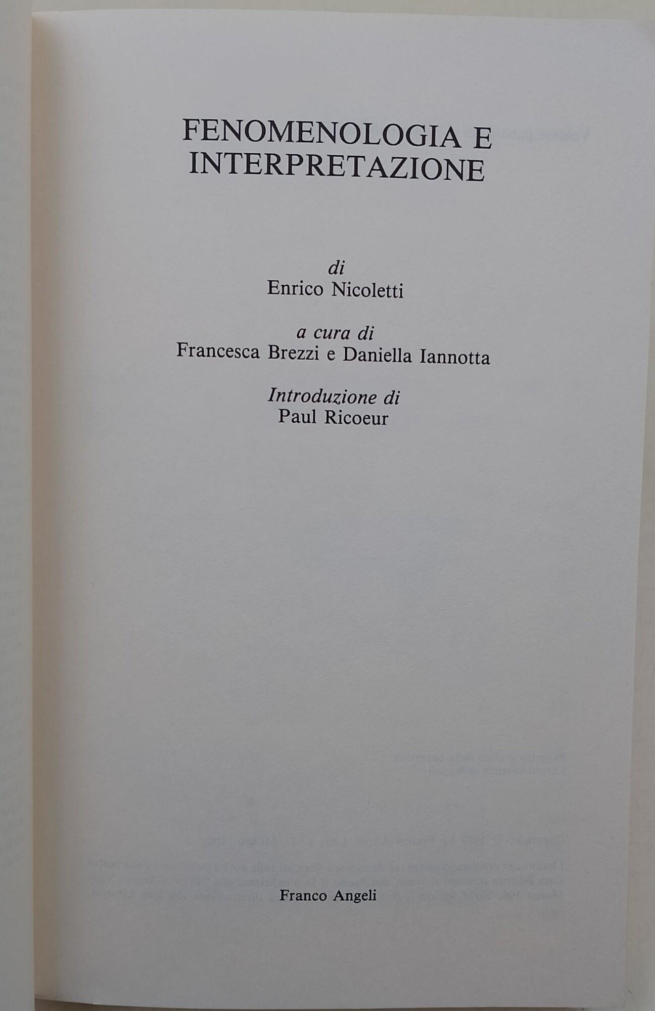 Fenomenologia e interpretazione
