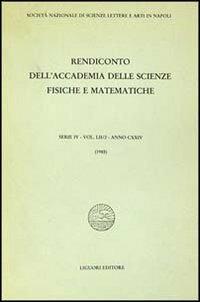 Rendiconto dell'Accademia delle scienze fisiche e matematiche. Serie IV. Vol. 52: Anno 1985. - copertina