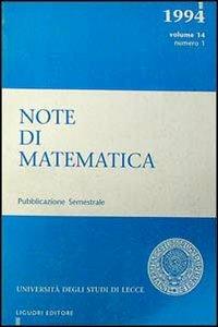 Note di matematica. Vol. 14 - copertina
