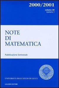 Note di matematica. Vol. 20\1 - copertina