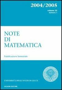 Note di matematica. Vol. 23 - copertina