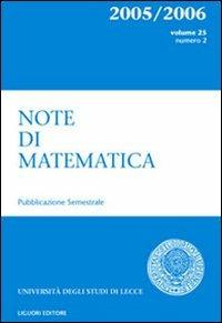 Note di matematica. Vol. 25\2 - copertina
