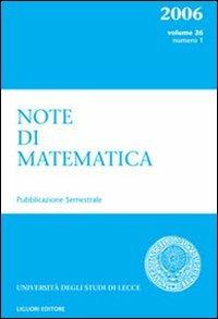 Note di matematica. Vol. 26\1 - copertina