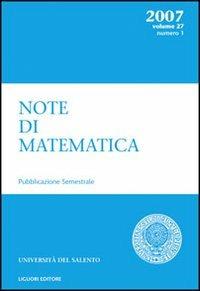 Note di matematica. Vol. 27\1 - copertina