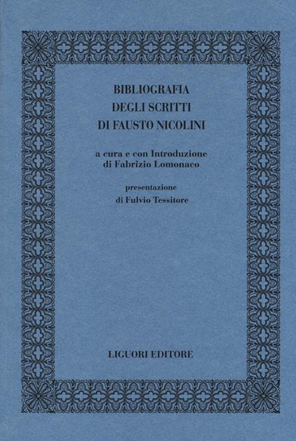 Bibliografia degli scritti di Fausto Nicolini - copertina