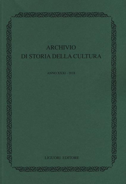Archivio di storia della cultura (2018). Vol. 31 - copertina