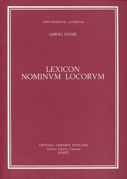 Lexicon nominum locorum - Carlo Egger - copertina