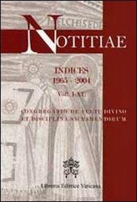 Notitiae. Indices 1965-2004. Voll I-XL - copertina